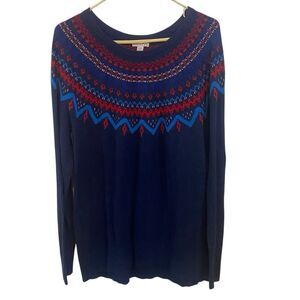 Merona XXL fair isles cotton blend long sleeve sweater blue red